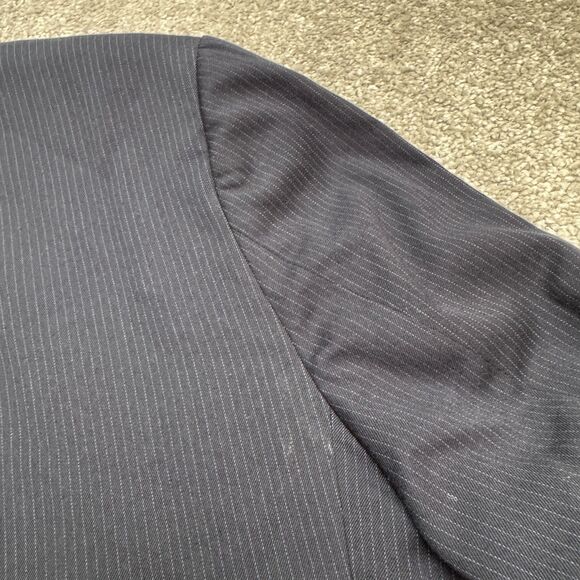 Canda Regular Fit Suit Blazer Jacket Mens 46 Short Navy Blue Pinstriped Workwear - Picture 12 of 13